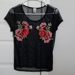 Floral mesh shirt